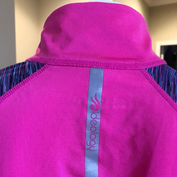 Ideology Activewear 1/4 Zip Long Sleeve Top Pink + Heather Purple Blend Size M - Picture 4 of 5